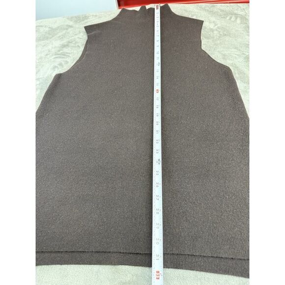 Theory Sleeveless Turtleneck Sweater Top Brown XL Wool Cashmere Blend - Picture 9 of 10